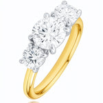 Gold ring with three diamond stones on a white background at LeGassick