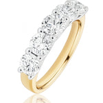 Gold ring with five lab created diamonds on a white background at LeGassick, Gold Coast, Australia.