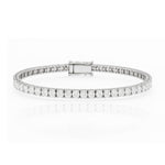 Lab grown diamond tennis bracelet in white gold on a white background at LeGassick, Gold Coast, Australia.
