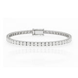 Lab grown diamond tennis bracelet in white gold on a white background at LeGassick, Gold Coast, Australia.