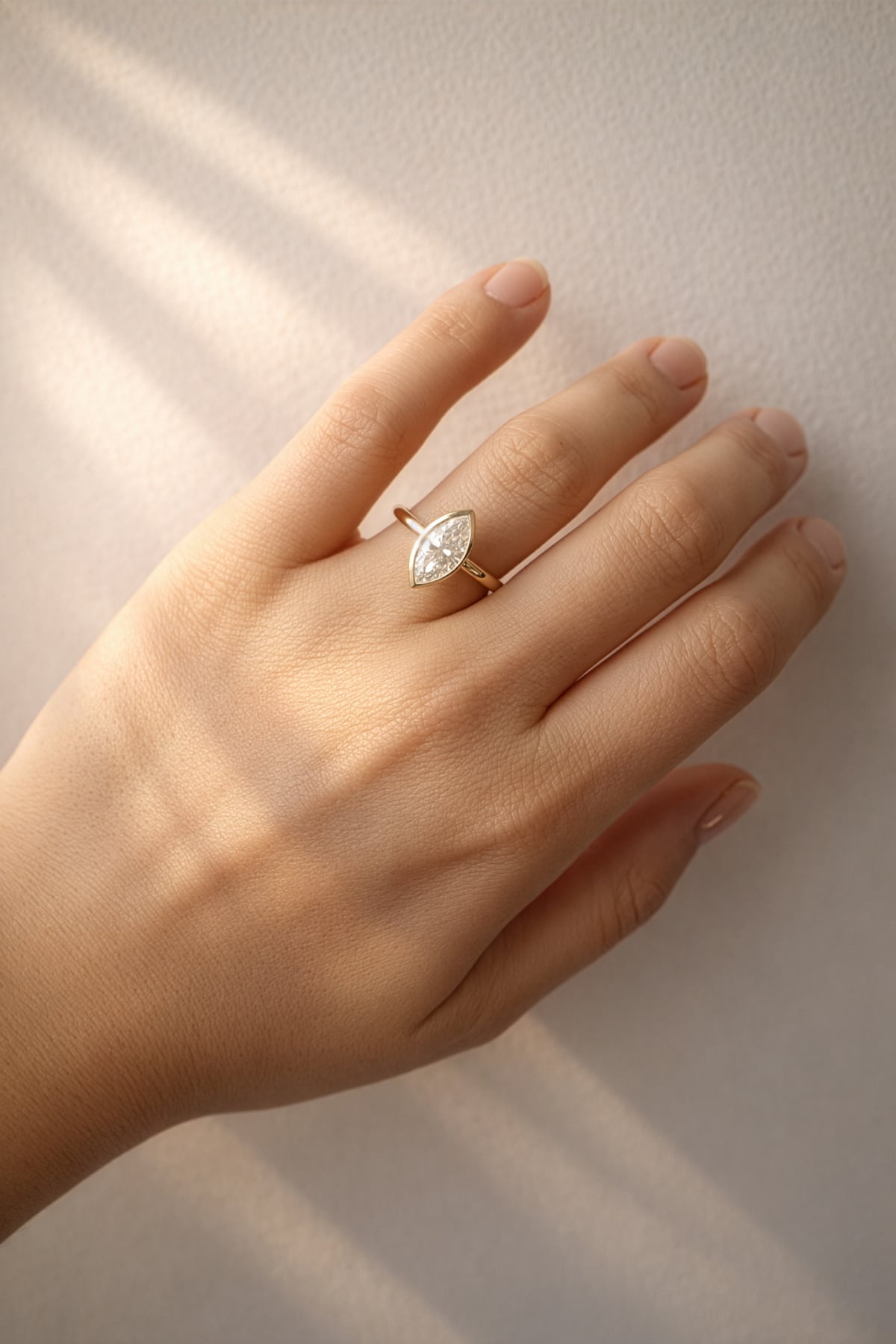 Amber... 1.50 Carat Marquise Bezel Set Lab Grown Diamond Ring