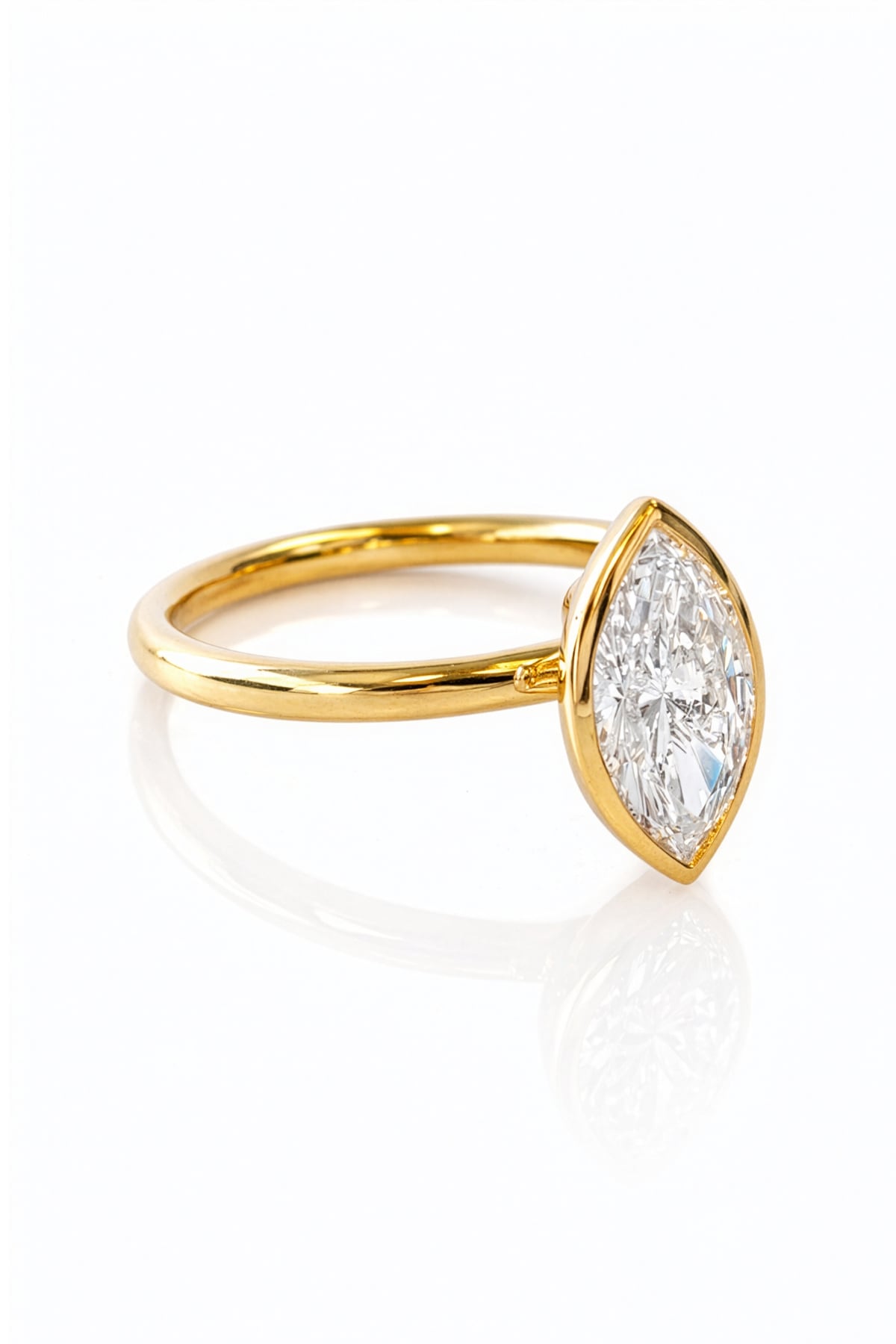 Amber... 1.50 Carat Marquise Bezel Set Lab Grown Diamond Ring