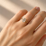 Cara... Four Claw Oval Lab Grown Diamond Ring In 18ct Yellow Gold