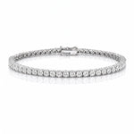 White gold lab grown diamond tennis bracelet on a white background at LeGassick, Gold Coast, Australia.