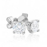 Gold stud earrings with clear lab grown diamonds on a white background at LeGassick, Gold Coast, Australia.