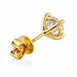 Gold stud earring with clear lab grown diamonds on a white background at LeGassick, Gold Coast, Australia.
