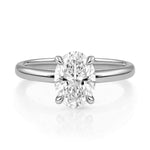 White gold ring with a lab grown diamond on a white background at LeGassick.