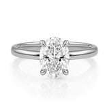 White gold ring with a lab grown diamond on a white background at LeGassick.