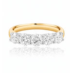 Gold ring with 5 lab grown diamonds on a white background at LeGassick, Gold Coast, Australia.