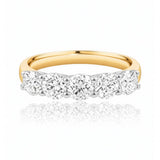 Gold ring with 5 lab grown diamonds on a white background at LeGassick, Gold Coast, Australia.