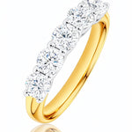 Gold ring with 5 lab grown diamonds on a white background at LeGassick, Gold Coast, Australia.
