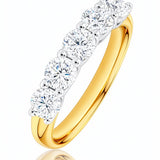 Gold ring with 5 lab grown diamonds on a white background at LeGassick, Gold Coast, Australia.