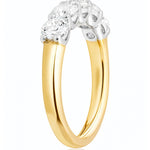 Gold ring with 5 lab grown diamonds on a white background at LeGassick, Gold Coast, Australia.
