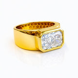 Harry... 5 Carat Radiant Cut Bezel Set Lab Grown Diamond Wide Ring