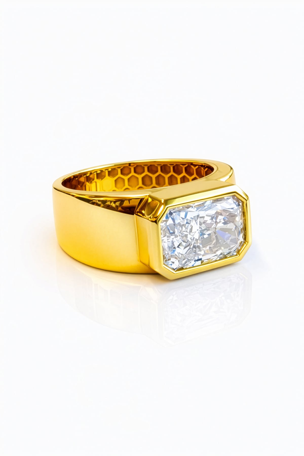 Harry... 5 Carat Radiant Cut Bezel Set Lab Grown Diamond Wide Ring