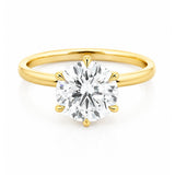 Jean... Six Claw Round Brilliant Cut Lab Grown Diamond Solitaire Ring In 18 Yellow Gold