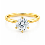 Jean... Six Claw Round Brilliant Cut Lab Grown Diamond Solitaire Ring In 18 Yellow Gold