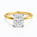 Gold ring with a large diamond on a white background at LeGassick, Gold Coast, Australia.