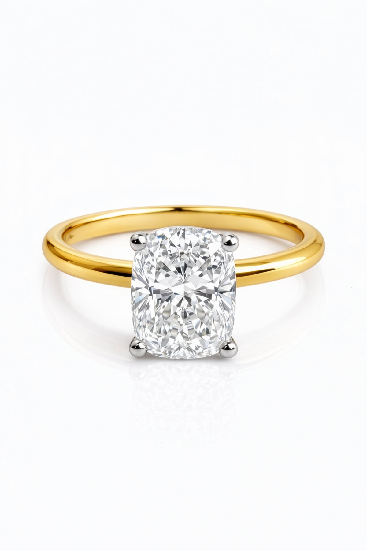 Gold ring with a large diamond on a white background at LeGassick, Gold Coast, Australia.