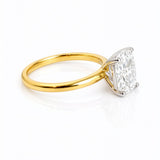 Gold ring with a large diamond on a white background at LeGassick, Gold Coast, Australia.