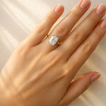 Gold ring with a large diamond on a lady's hand at LeGassick, Gold Coast, Australia.