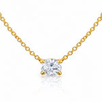 Gold necklace with a lab grown diamond pendant on a white background at LeGassick, Gold Coast, Australia.