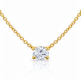 Gold necklace with a lab grown diamond pendant on a white background at LeGassick, Gold Coast, Australia.