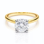 Gold ring with a lab grown diamond on a white background at LeGassick, Gold Coast, Australia.