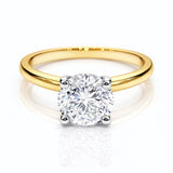 Gold ring with a lab grown diamond on a white background at LeGassick, Gold Coast, Australia.