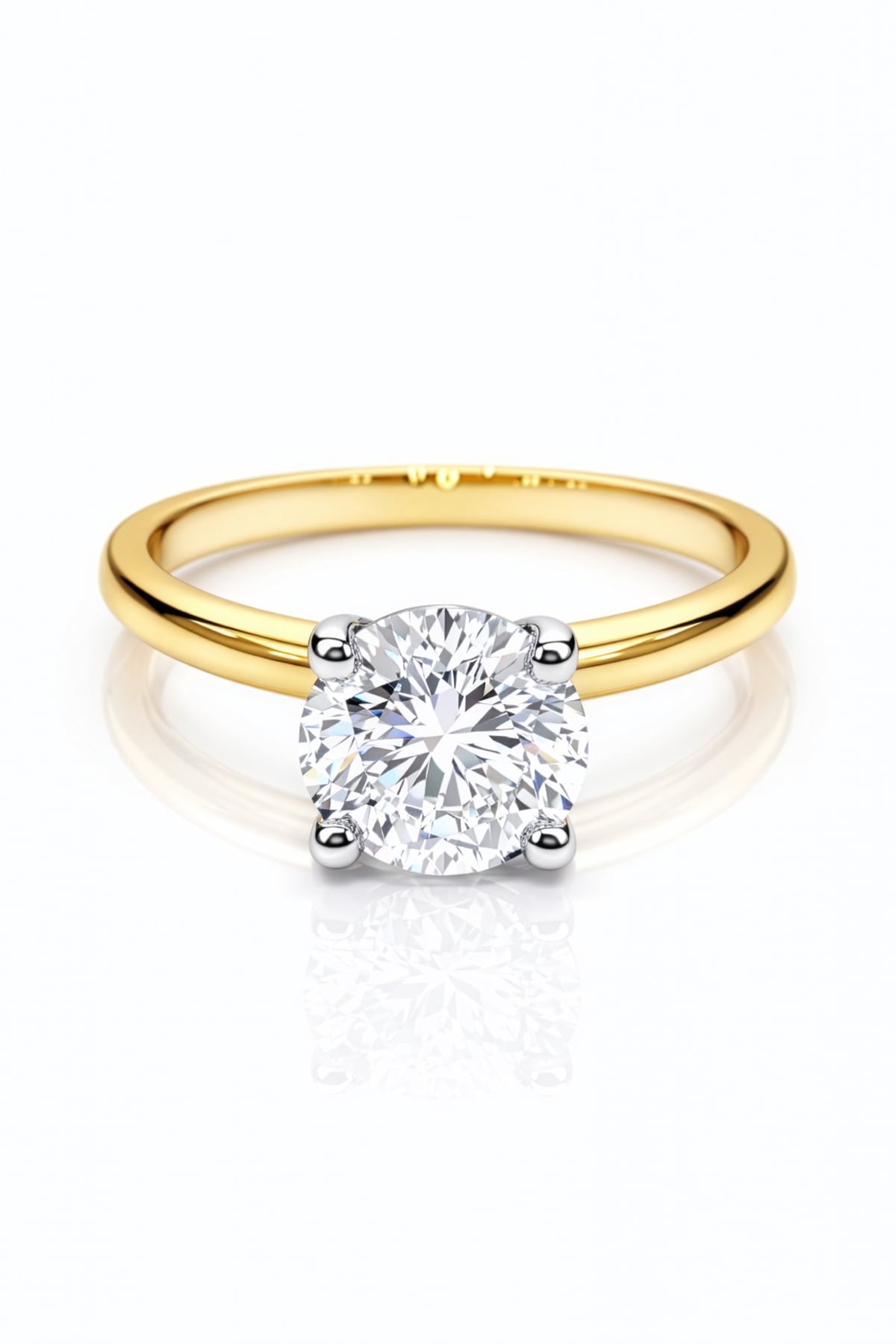 Gold ring with a lab grown diamond on a white background at LeGassick, Gold Coast, Australia.