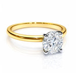Gold ring with a lab grown diamond on a white background at LeGassick, Gold Coast, Australia.