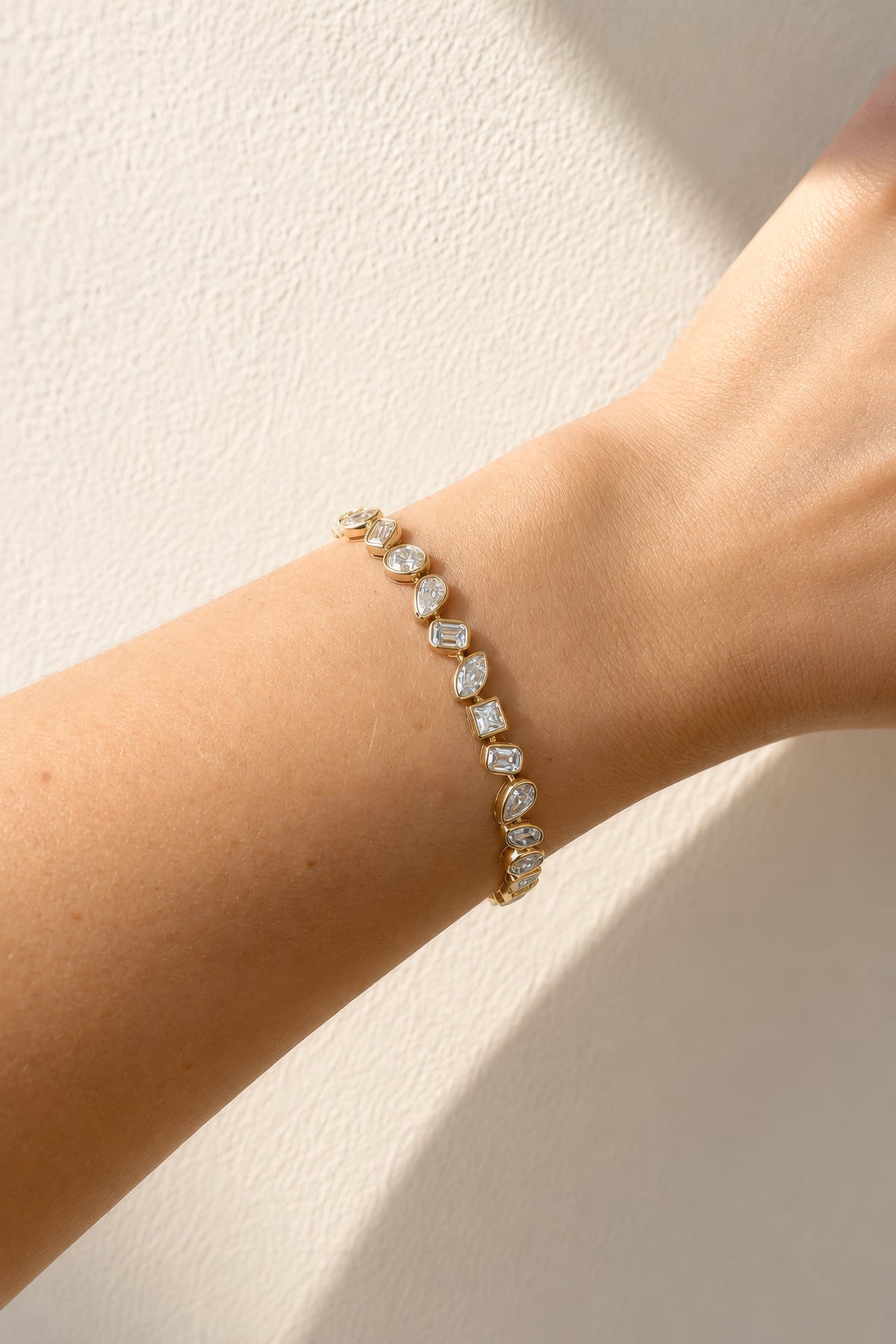 Naomi... 9 Carat Fancy Bezel Set Lab Grown Diamond Bracelet in Yellow Gold