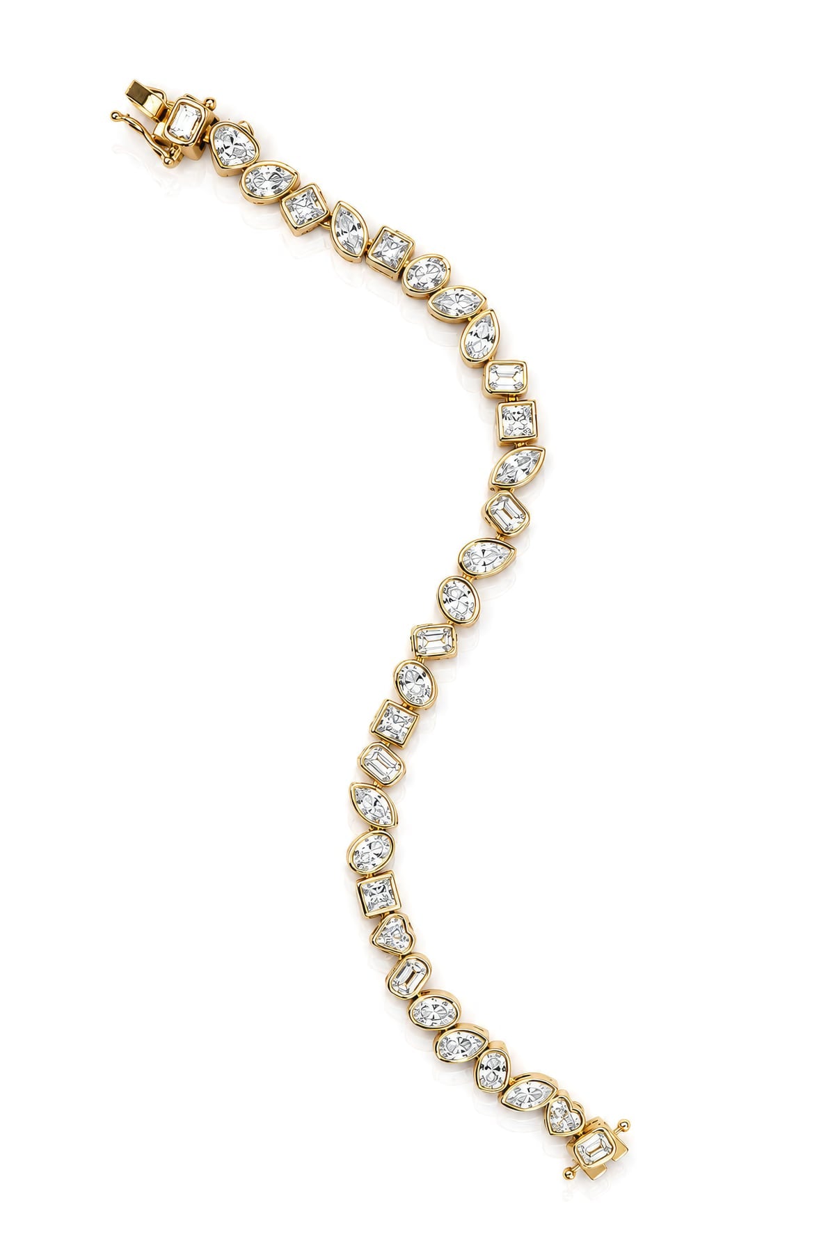 Naomi... 9 Carat Fancy Bezel Set Lab Grown Diamond Bracelet in Yellow Gold