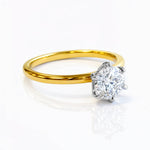 Gold ring with a lab grown diamond solitaire on a white background at LeGassick, Gold Coast, Australia.
