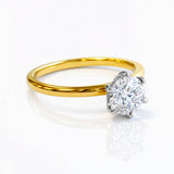 Gold ring with a lab grown diamond solitaire on a white background at LeGassick, Gold Coast, Australia.