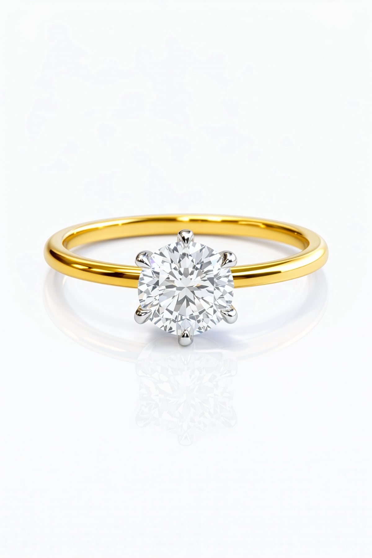 Gold ring with a lab grown solitaire diamond on a white background at LeGassick, Gold Coast, Australia.