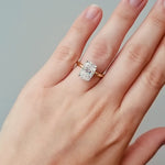 Gold ring with a large diamond on a lady's hand at LeGassick, Gold Coast, Australia.